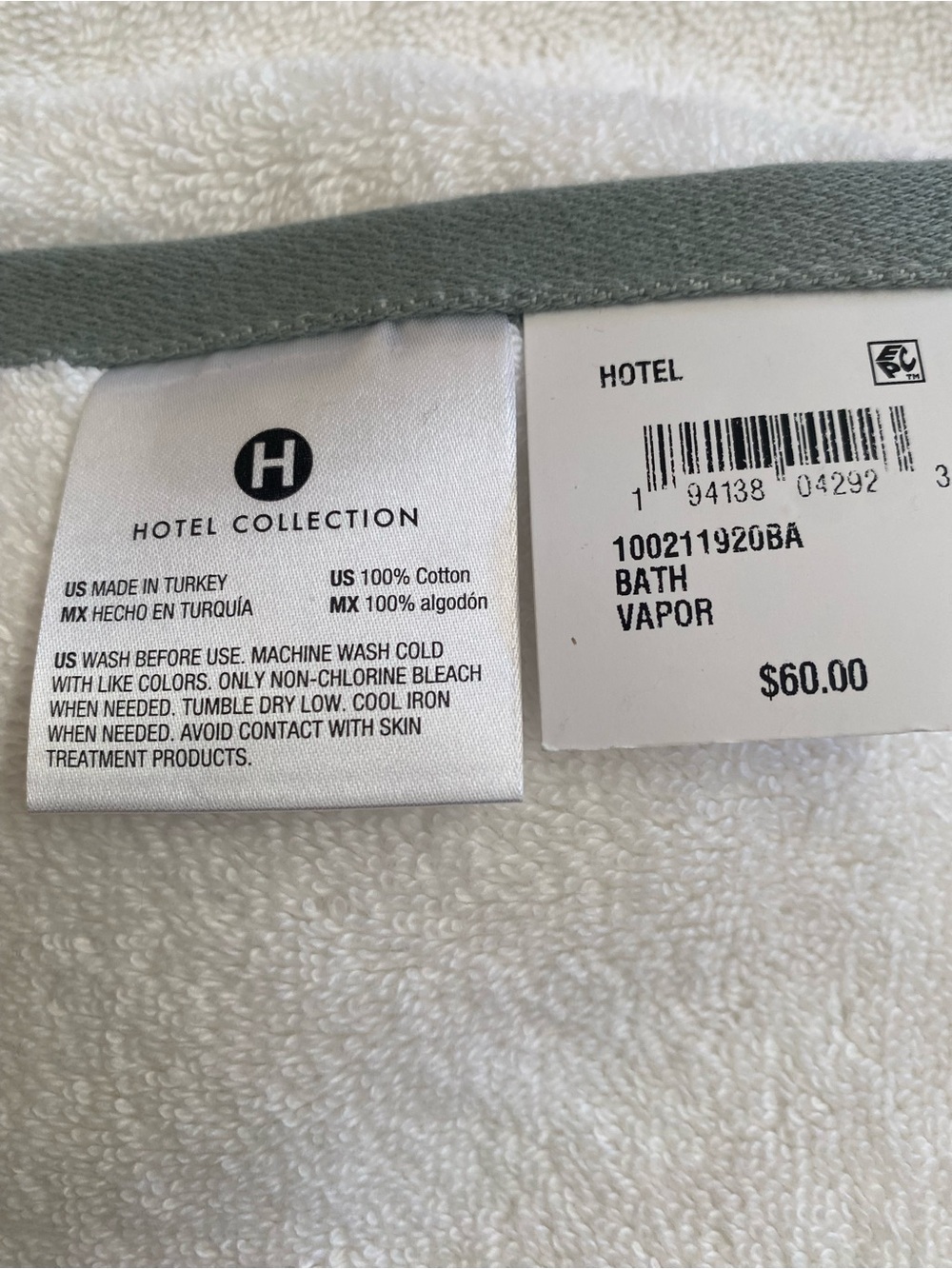 Hotel Collection  BATH TOWEL 30x56 Bath Vapor